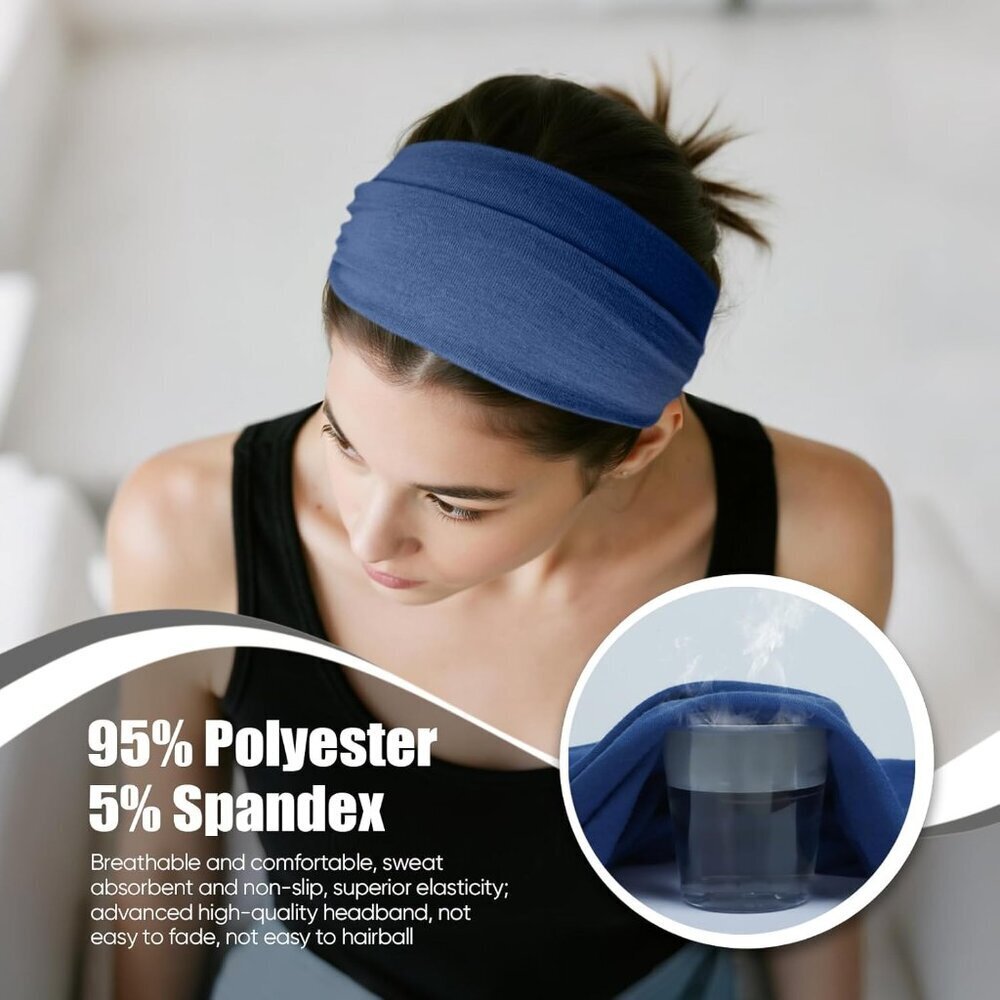 Women Headbands Soft Stretchy Wide Hair Bands for Sports Yoga Workout - Picture 3 of 6